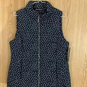 NWT Tommy Hilfiger Navy Polka Dot Puffer Vest